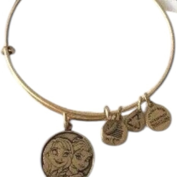 ALEX & ANI DISNEY PARKS "FROZEN'S" ELSA & ANNA Gold Bangle Bracelet 2014 Retired - Picture 2 of 7